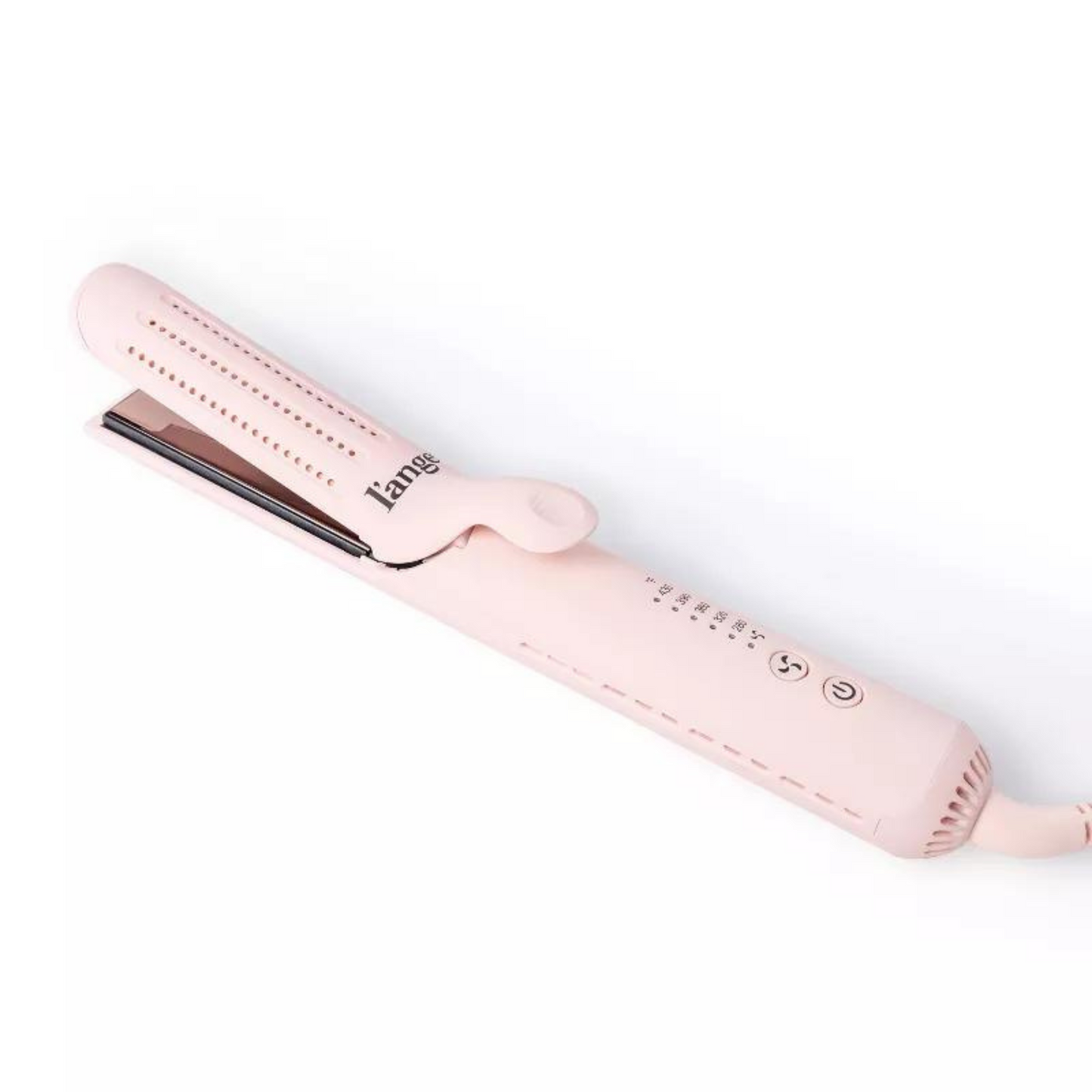 L'ANGE HAIR Le Duo Standard 360° Airflow Styler 2-in-1 Curling Wand & Titanium Flat Iron Hair Straightener Professional Hair Curler with Cooling Air Vents Dual Voltage & Adjustable Temp (Blush)