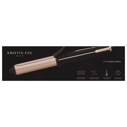 Kristin Ess Ceramic Curling Iron for Beach Waves, Curls for Medium and Long Hair, Black - 1 1/4"