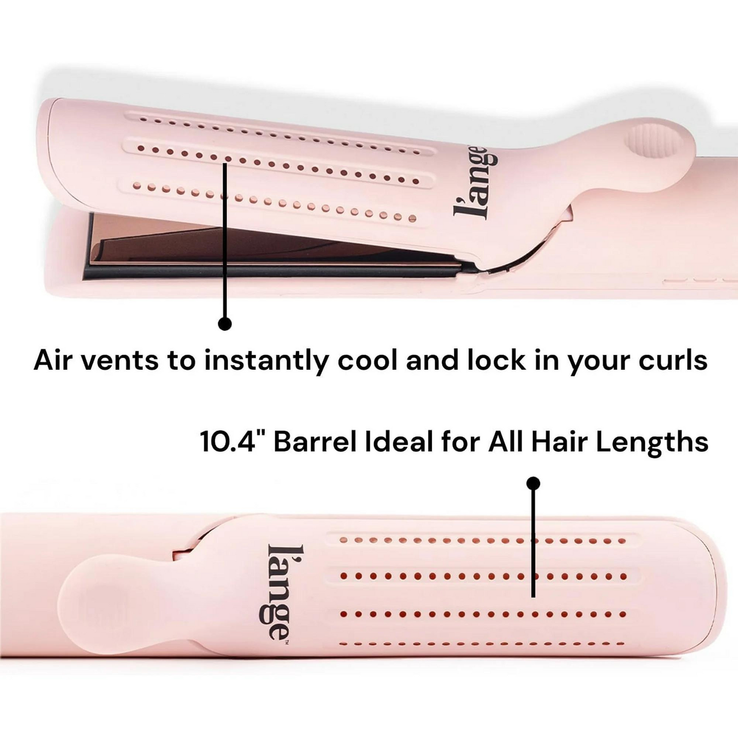 L'ANGE HAIR Le Duo Standard 360° Airflow Styler 2-in-1 Curling Wand & Titanium Flat Iron Hair Straightener Professional Hair Curler with Cooling Air Vents Dual Voltage & Adjustable Temp (Blush)