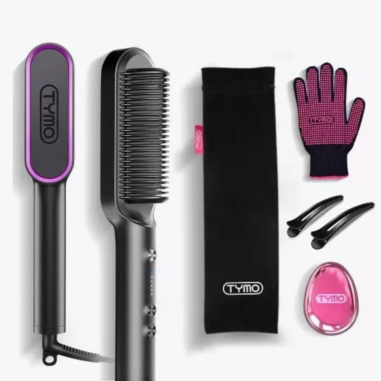 TYMO Ring Hair Straightening Brush, Hair Straightening Comb Anti-Scald Design For Women HC 100 Black