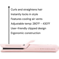 L'ANGE HAIR Le Duo Standard 360° Airflow Styler 2-in-1 Curling Wand & Titanium Flat Iron Hair Straightener Professional Hair Curler with Cooling Air Vents Dual Voltage & Adjustable Temp (Blush)